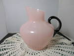Steuben Art Glass pitcher pink with black handle 2 quart 