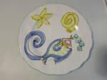 Click here to enlarge image and see more about item 58-20: Nautical Bubble Blowing Fish Star Fish Snail Plate