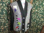 Click to view larger image of Lynn Murray Wool Coat Blazer Geometric Applique Patchwork (Image2)