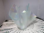 Click to view larger image of Art Glass Vase Crimped Cut Blown Glass Irrescent Opalescent (Image4)