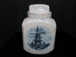 Click to view larger image of Windmill Ceramic Cookie Jar hand made unmarked Dutch (Image2)