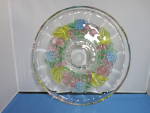Click here to enlarge image and see more about item 917-21: Vintage Indiana Glass Hand Painted Footed Cake Plate Platter