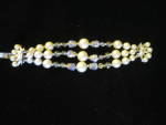 Click to view larger image of Vintage Beaded Bracelet Three Strand Gold Tone (Image2)