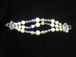 Click to view larger image of Vintage Beaded Bracelet Three Strand Gold Tone (Image3)