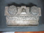 Click to view larger image of Victorian Simpson Double Inkwell Pen Tray Stamp Holder (Image2)