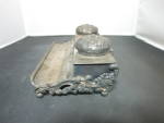 Click to view larger image of Victorian Simpson Double Inkwell Pen Tray Stamp Holder (Image5)