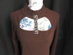 Click here to enlarge image and see more about item a36: Belldini Brown Knit Pull Over Split Neck Sweater XL