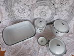 Click to view larger image of Enamelware Cesco White Black Silhouette 9 pc set  (Image2)