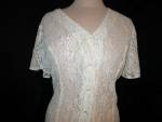 Click here to enlarge image and see more about item es24-20: Vintage C W Rose Lace Dress  Size 12 Ivory 1960s