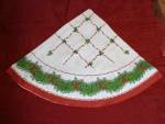 Click here to enlarge image and see more about item etc: Vintage Christmas Tablecloth Cotton Holly Berry Spruce 68 inch 