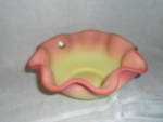 Fenton Burmese Glass Bowl Uranium Yellow Pink