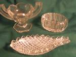 Click to view larger image of Salt Dip pressed glass cut crystal lot of 3 (Image1)