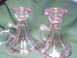 Click here to enlarge image and see more about item MB-GL629: EAPG Glass Finger Candle Stick Holders Pair 
