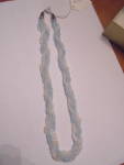 Click here to enlarge image and see more about item MB-JE743: Beaded Necklace Blue and White Woven Strands