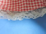 Click to view larger image of Vintage Doll Dress Red White Checker with lace trim  (Image3)