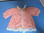 Click to view larger image of Vintage Doll Dress Red White Checker with lace trim  (Image4)