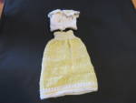 Click to view larger image of Vintage Hand Knit Doll Sweater and Skirt Yellow and White  (Image4)
