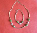 Click to view larger image of Sarah Coventry Necklace and Bracelet Set Jade Turquoise (Image2)