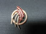 Click to view larger image of Elegant Ruby Rhinestone Pin Gold Tone Unsigned (Image1)