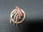 Click to view larger image of Elegant Ruby Rhinestone Pin Gold Tone Unsigned (Image2)