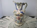 Click here to enlarge image and see more about item MBG-318: Majolica Creamer Pitcher Floral Barbotine Ware Germany