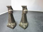 Click to view larger image of Vintage Metal Tower Tran Japan Salt and Pepper Shakers (Image2)