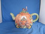 Click to view larger image of Lotus Pumpkin Teapot with Bunnies Porcelain  (Image4)