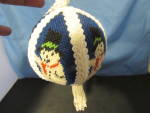 Click to view larger image of Needlepoint Snowman Bulb Ornament Vintage Hand Made (Image2)
