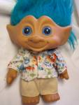 Click here to enlarge image and see more about item MB-TR528: Boy Troll Ace Novelty Blue Hair 10 inch
