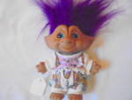Click here to enlarge image and see more about item MB-TR535: Ace Novelty Troll Jeweled Belly Purple Hair