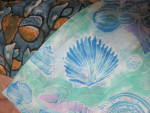 Click here to enlarge image and see more about item vcs2: Vintage Scarf Lot of 2 Floral Leaf + Sea Shell