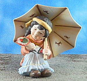 Artaffects Perillo Native American Girl With Umbrella