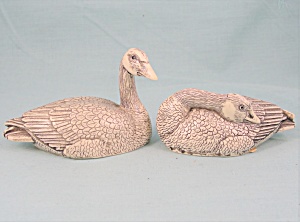 Canadian Ivory Colored Resin Canada Goose Pair