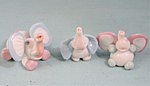Handmade Miniature Pottery Elephant Trio