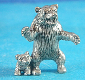 Mom And Baby Bear Pewter Image Miniature