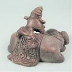 Click to view larger image of Old Hand Crafted Miniature Metal Elephant with Rider (Image2)