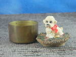 Click to view larger image of Enesco Miniature Brass Trinket Box with Resin Dog Top (Image2)