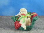 Click here to enlarge image and see more about item 00638: Enesco Poodle is a Green Basket 
