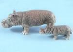 Click here to enlarge image and see more about item 00910:  Hippopotamus mom and Baby Pewter Image Miniature