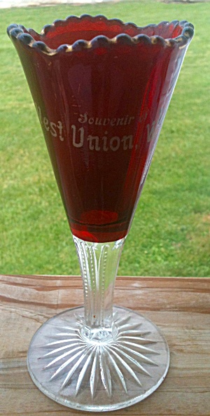 West Union West Virginia Ruby Flash Vase (Image1)