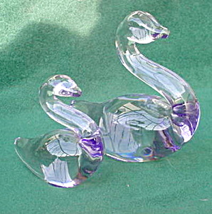 Pr. of Duncan Miller Glass Swans (Image1)