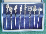 Click here to enlarge image and see more about item dst13: 8 Pc. Oriental Sterling Stick Pin Set w/Box