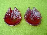 Pr. of Ruby Imperial Butterfly Ashtrays