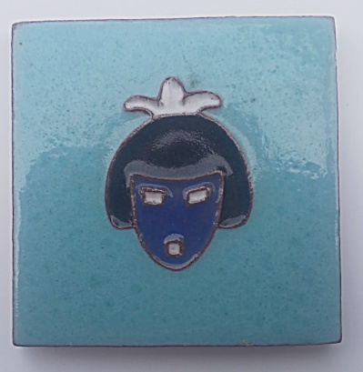 3 inch McKusick Gila Pottery Zuni Mask Tile  (Image1)