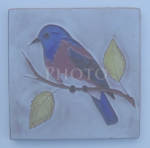 Click here to enlarge image and see more about item 3140: 4 inch Blue Bird Tile McKusick Gila Pottery