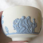Click here to enlarge image and see more about item T1260: Wedgwood Jasperware Blue on White Tea Bag Bowl