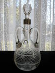 Antique Mappin & Webb 3-Handled Decanter w/Silver Mount
