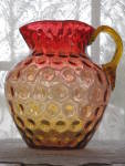 Click to view larger image of Antique Amberina Inverted Coinspot Pitcher (Image2)