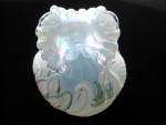Click to view larger image of Fenton Ice Blue Carnival Signed Hand Painted Swan Vase (Image4)