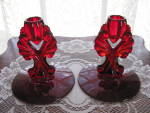 Click here to enlarge image and see more about item NM111: New Martinsville Ruby Janice Candlesticks - Pair